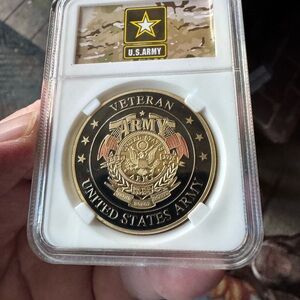 U.S. Army Veteran Commemorative Coin in Display Case